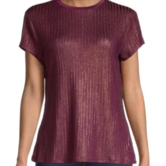 Ted Baker Shimmering Garnet and Gold Short Sleeve Top Size 5 (14/XL) - Picture 1 of 10